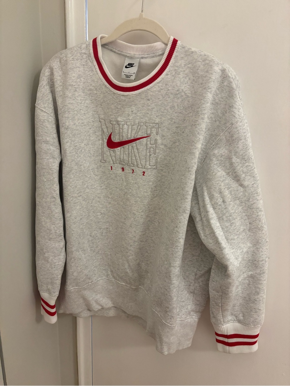Nike Heather Gray Sweatshirt with Red Accents